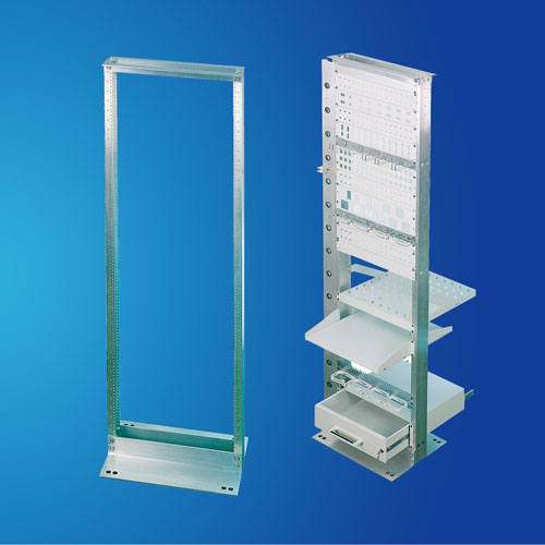 19" aluminum open frame rack with one frame for telecom appliance